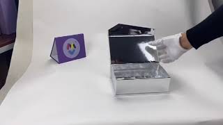 Aangepaste gedrukte metalen zilveren kaart magnetische geschenkdoos met plastic inzetstuk